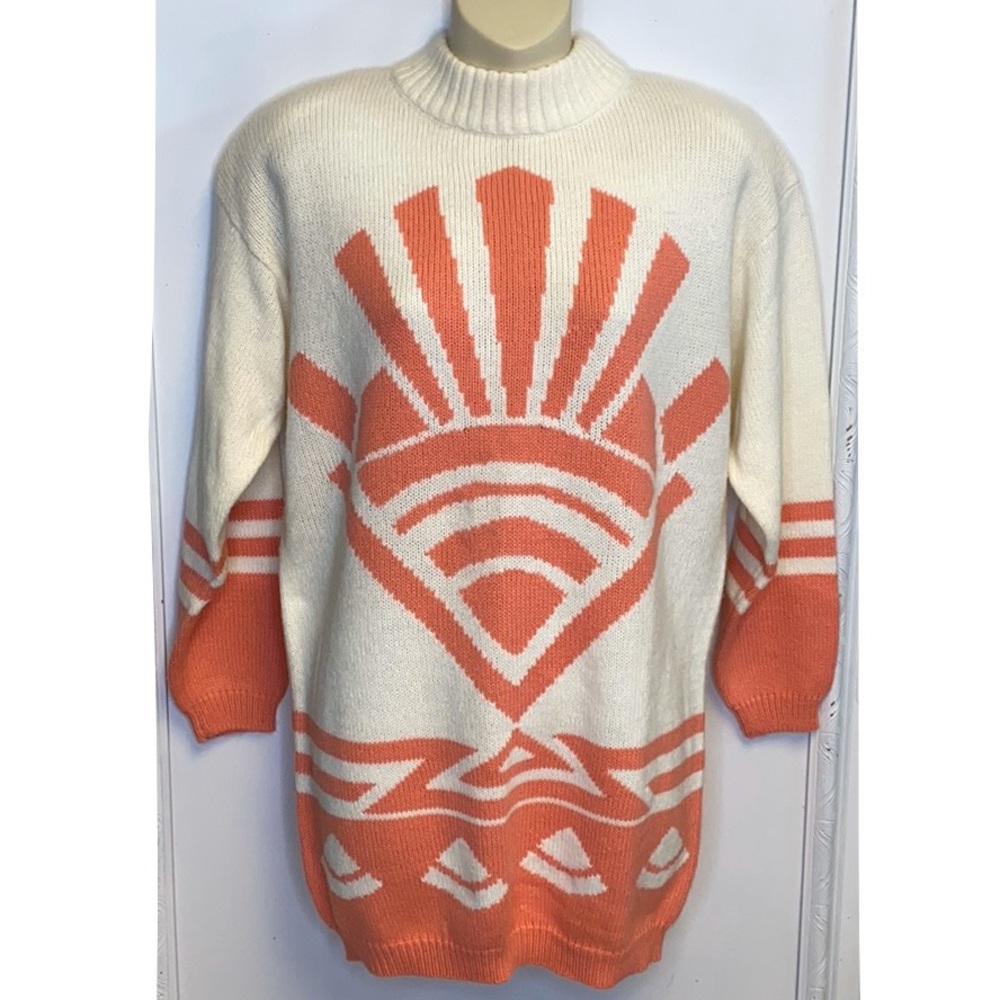 Vintage Mock Neck Tunic length Sweater Medium